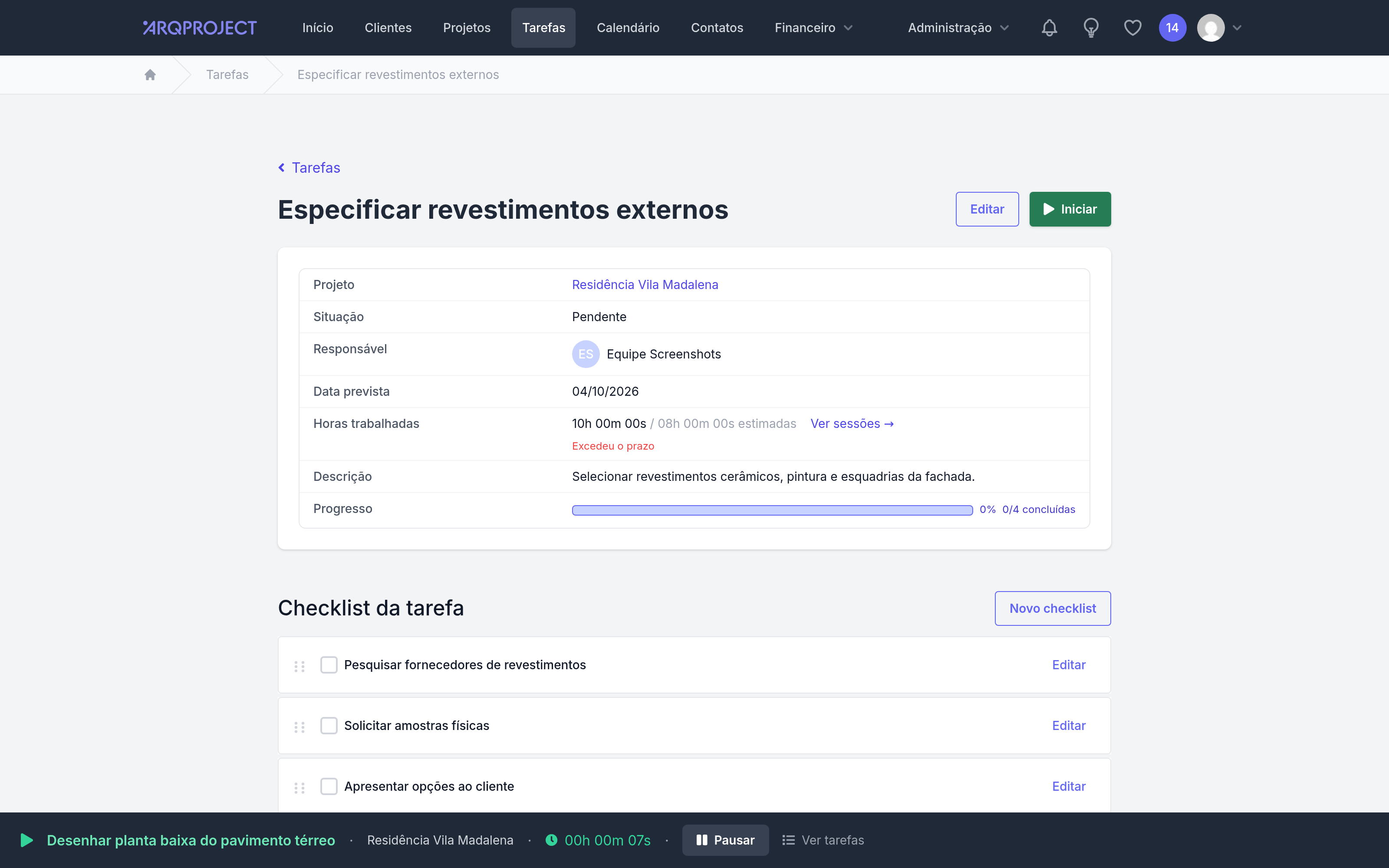 Tarefas › tarefa acima da hora estimada.