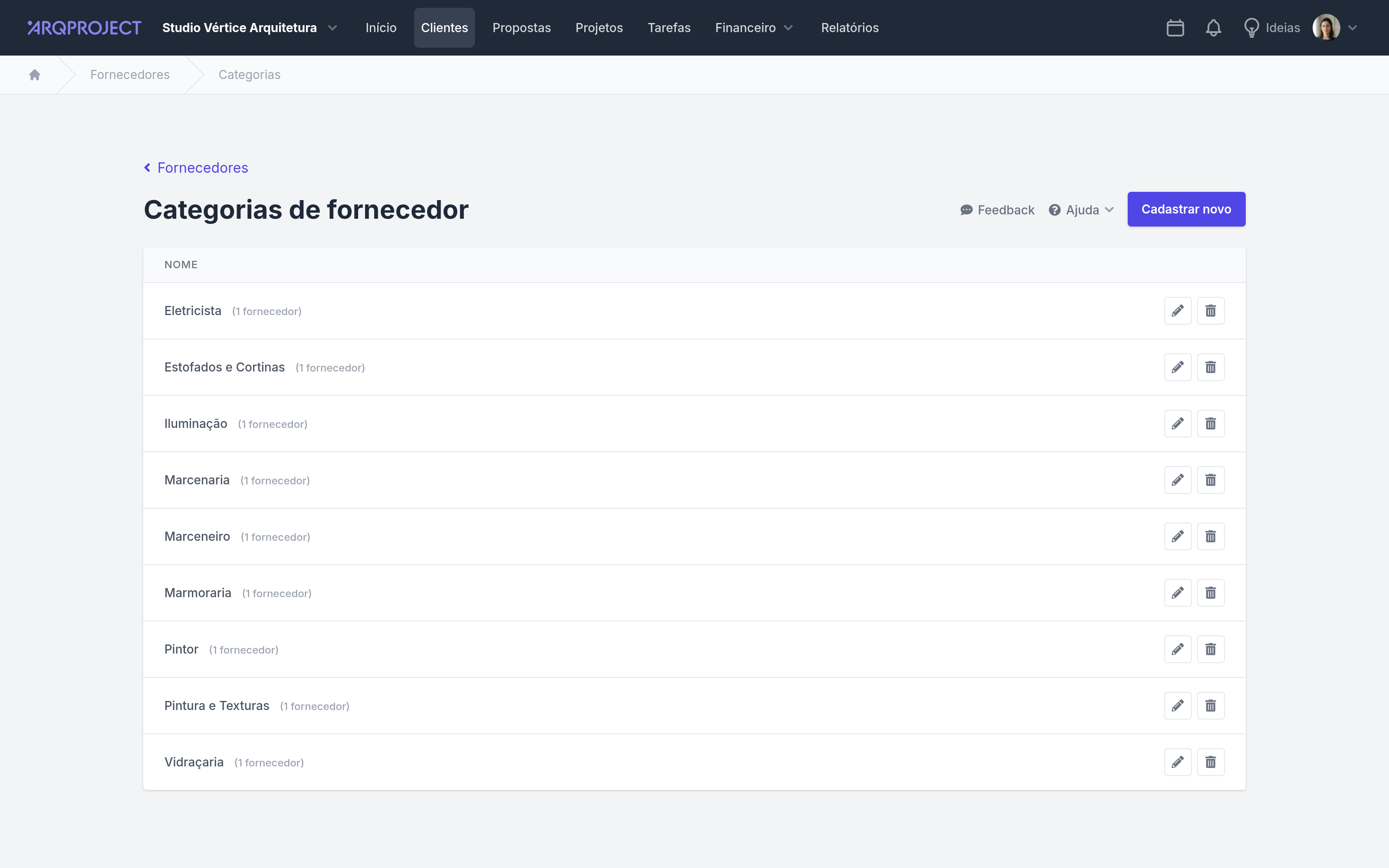 Clientes › Fornecedores › Categorias.